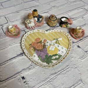 Vintage 90's Minatare Tea Set Resin Bear Tea Party